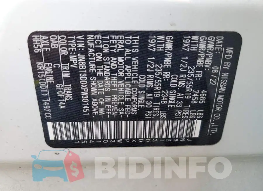 JN8BT3DDXPW301451 Photo# 13