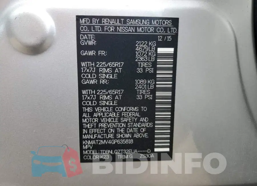 KNMAT2MV4GP635818 Photo# 12