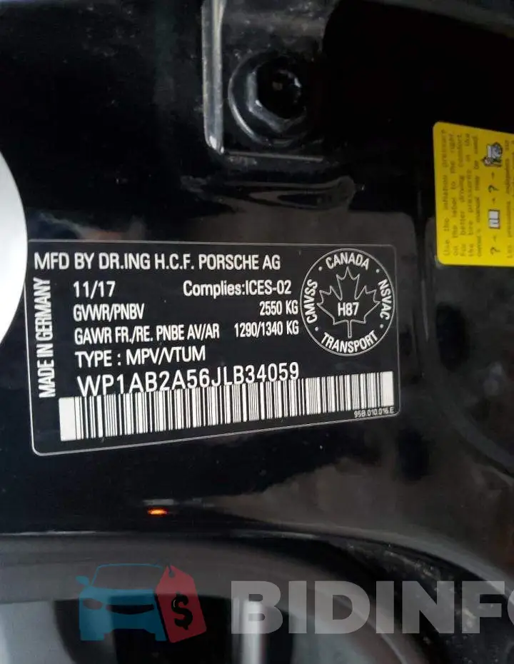 WP1AB2A56JLB34059 Photo# 14