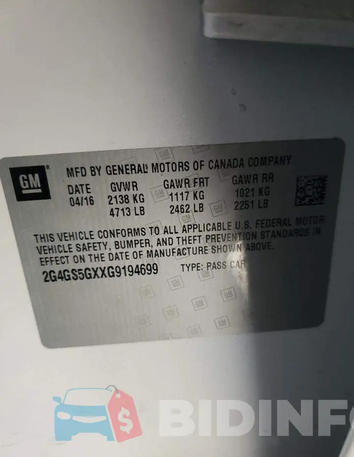 2G4GS5GXXG9194699 Photo# 13