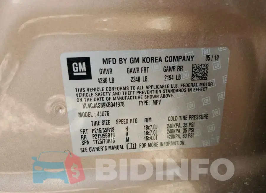 KL4CJASB9KB941978 Photo# 13