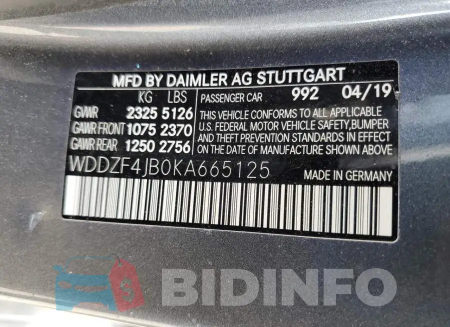 WDDZF4JB0KA665125 Photo# 12