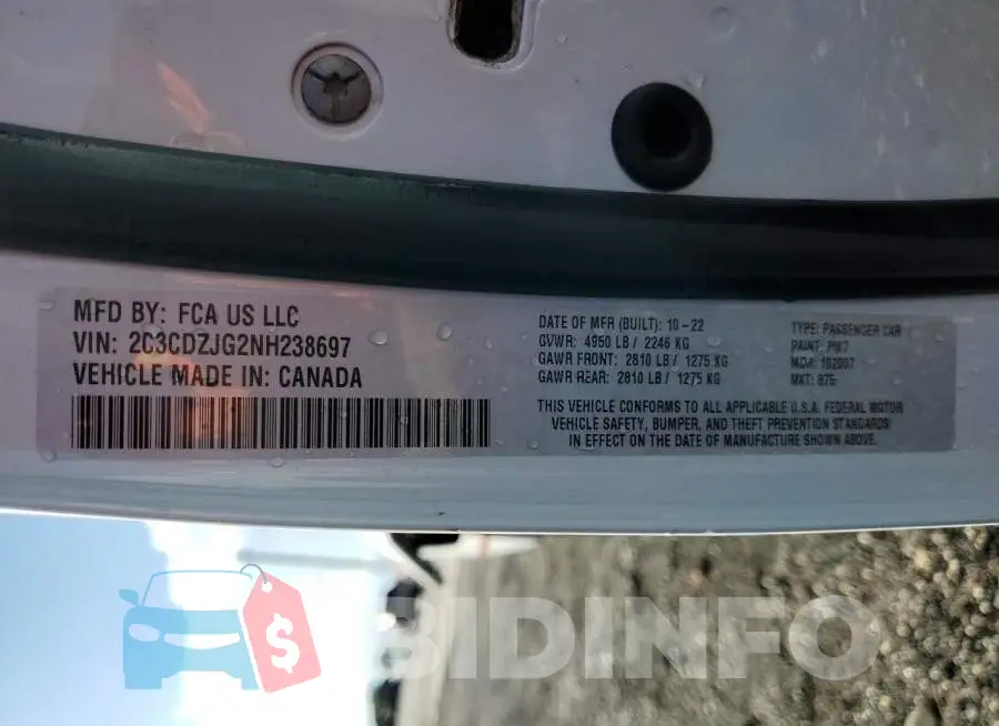 2C3CDZJG2NH238697 Photo# 12