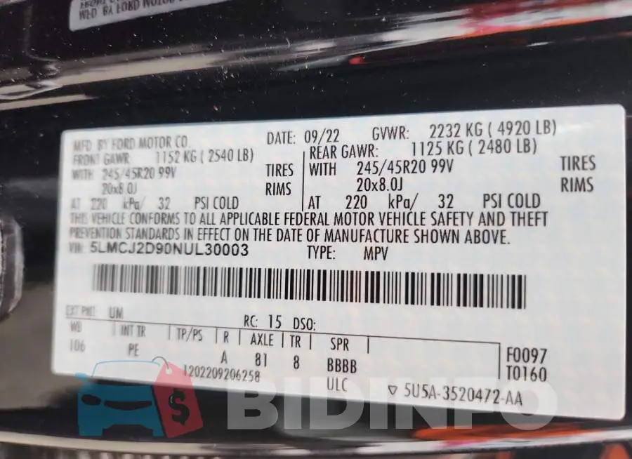 5LMCJ2D90NUL30003 Photo# 12