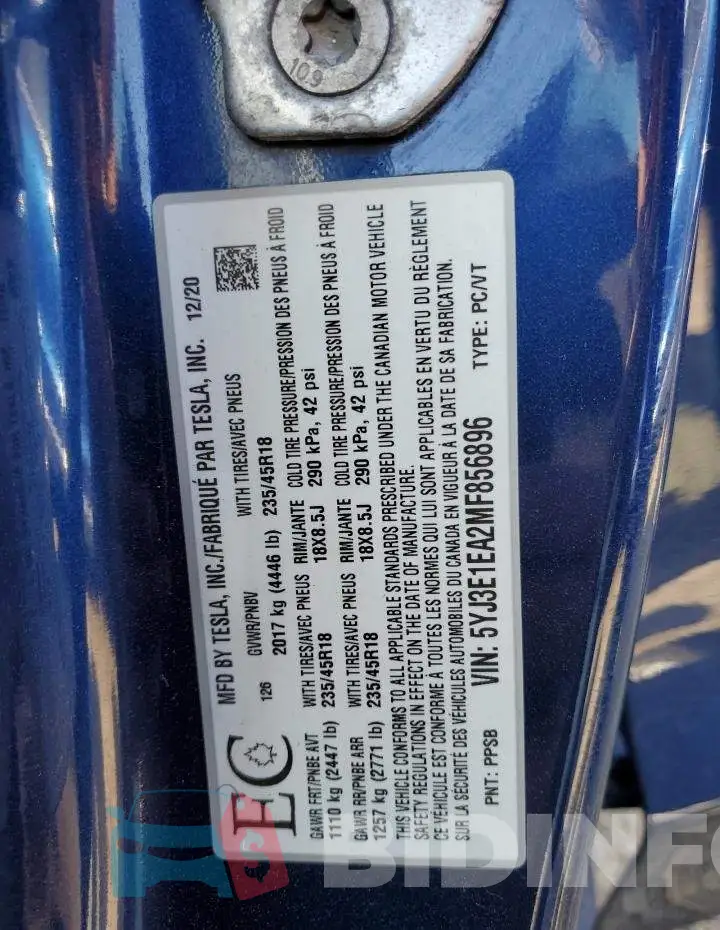 5YJ3E1EA2MF856896 Photo# 13