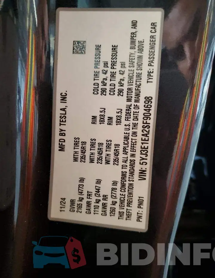 5YJ3E1EA2SF904698 Photo# 12