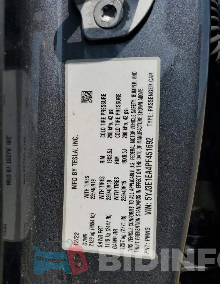 5YJ3E1EA4PF451692 Photo# 12