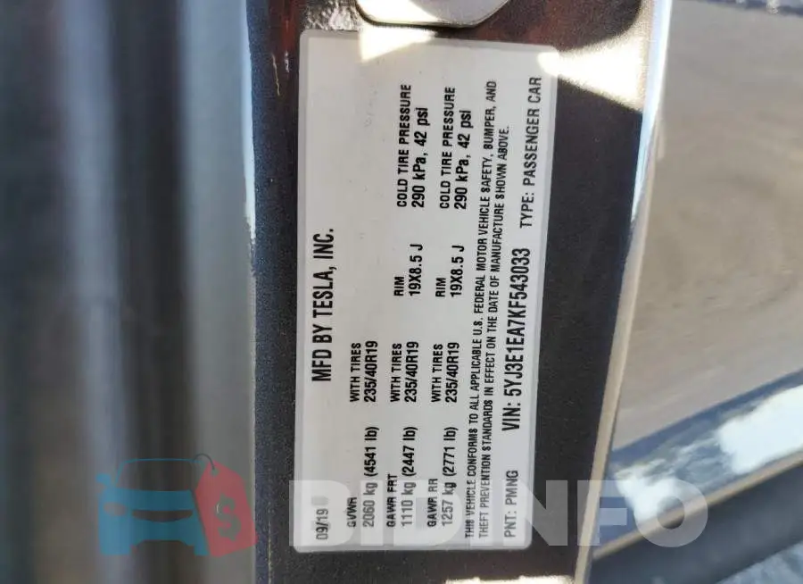 5YJ3E1EA7KF543033 Photo# 12