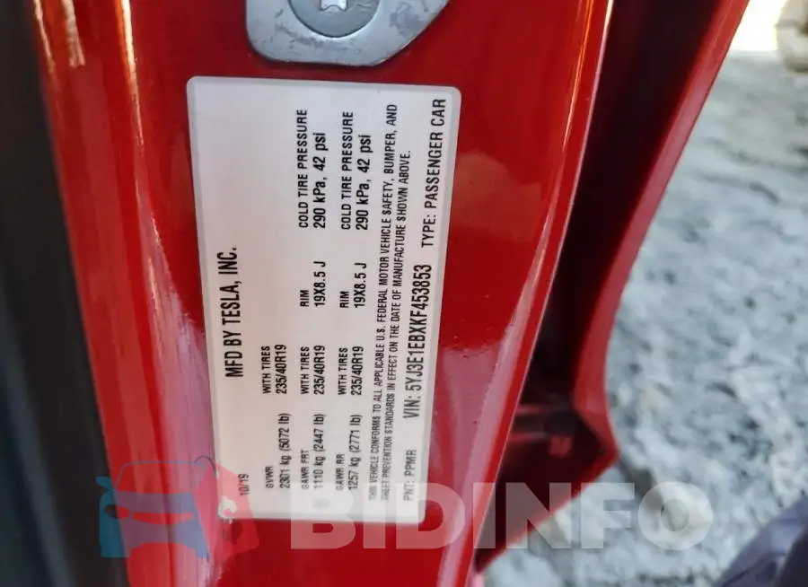 5YJ3E1EBXKF453853 Photo# 12