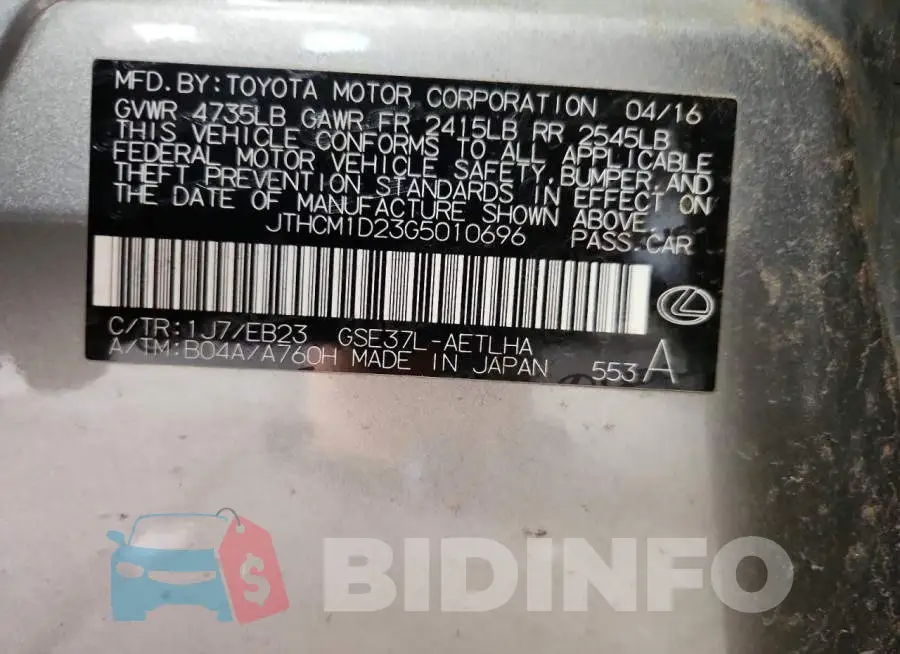 JTHCM1D23G5010696 Photo# 12