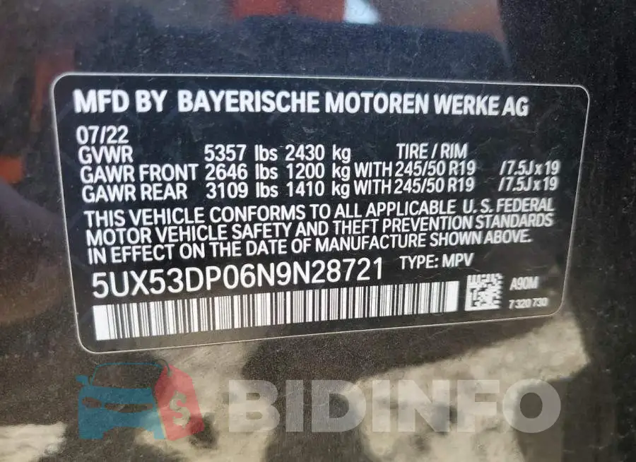 5UX53DP06N9N28721 Photo# 14