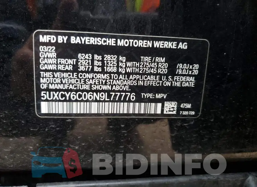 5UXCY6C06N9L77776 Photo# 13