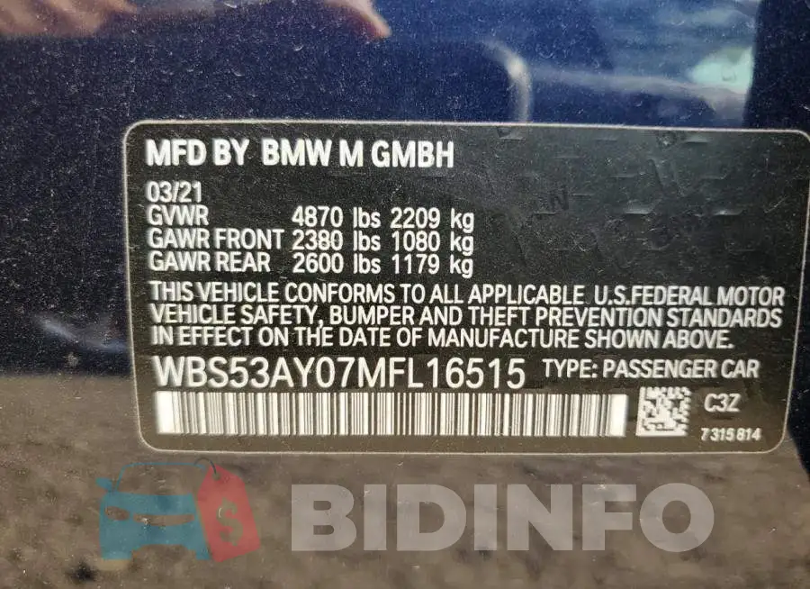 WBS53AY07MFL16515 Photo# 13