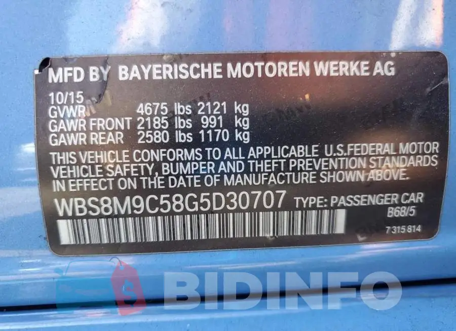 WBS8M9C58G5D30707 Photo# 12
