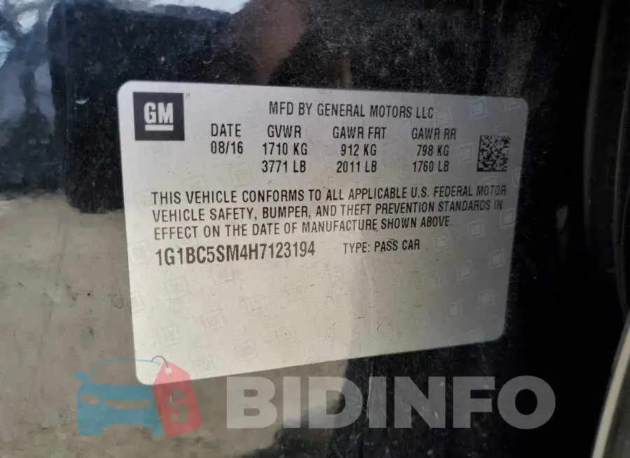 1G1BC5SM4H7123194 Photo# 12