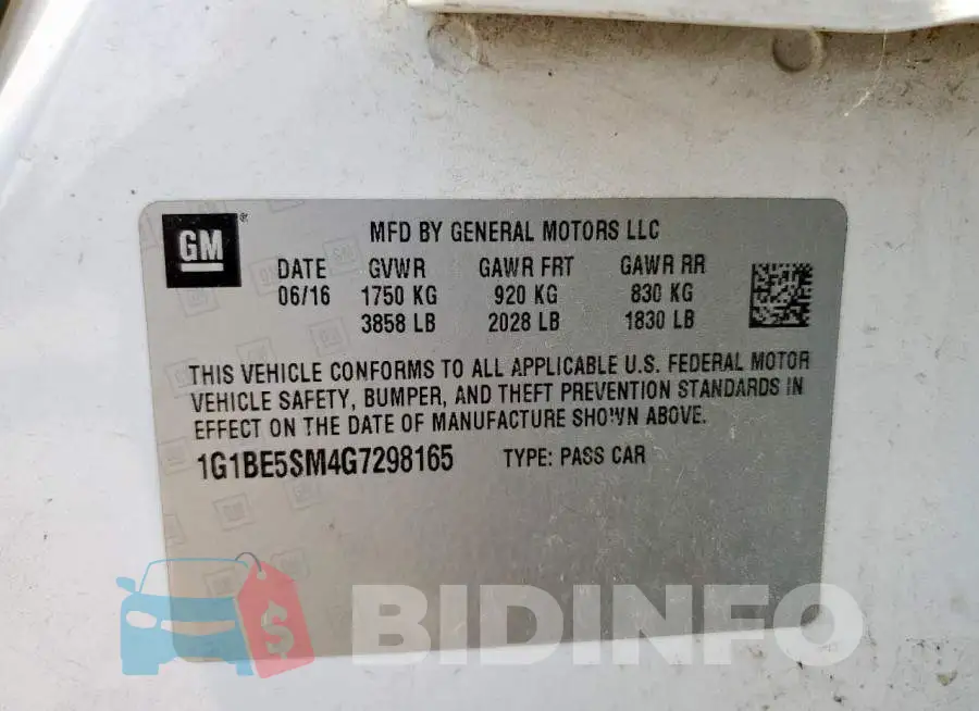 1G1BE5SM4G7298165 Photo# 12