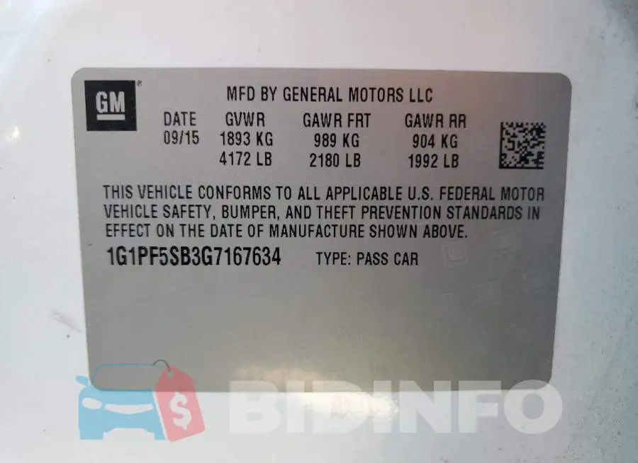 1G1PF5SB3G7167634 Photo# 12