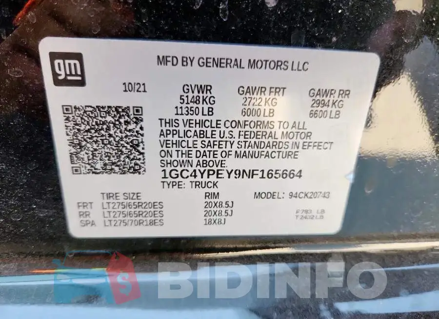 1GC4YPEY9NF165664 Photo# 12
