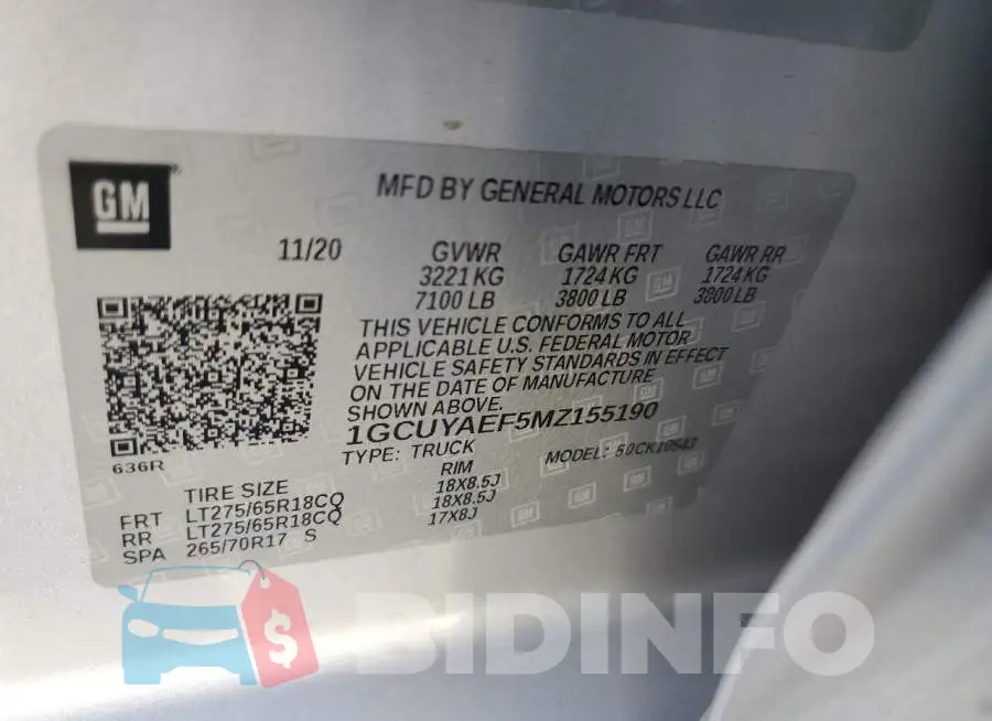 1GCUYAEF5MZ155190 Photo# 12