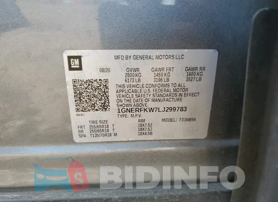 1GNERFKW7LJ299783 Photo# 13