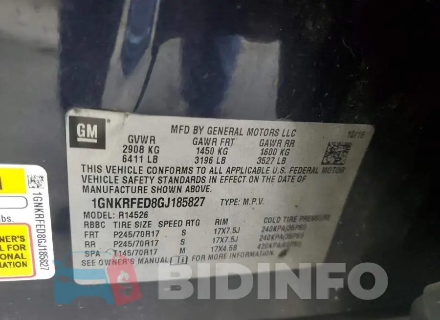 1GNKRFED8GJ185827 Photo# 12