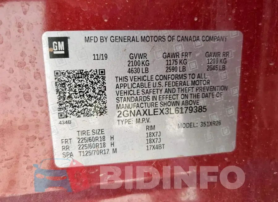 2GNAXLEX3L6179385 Photo# 14