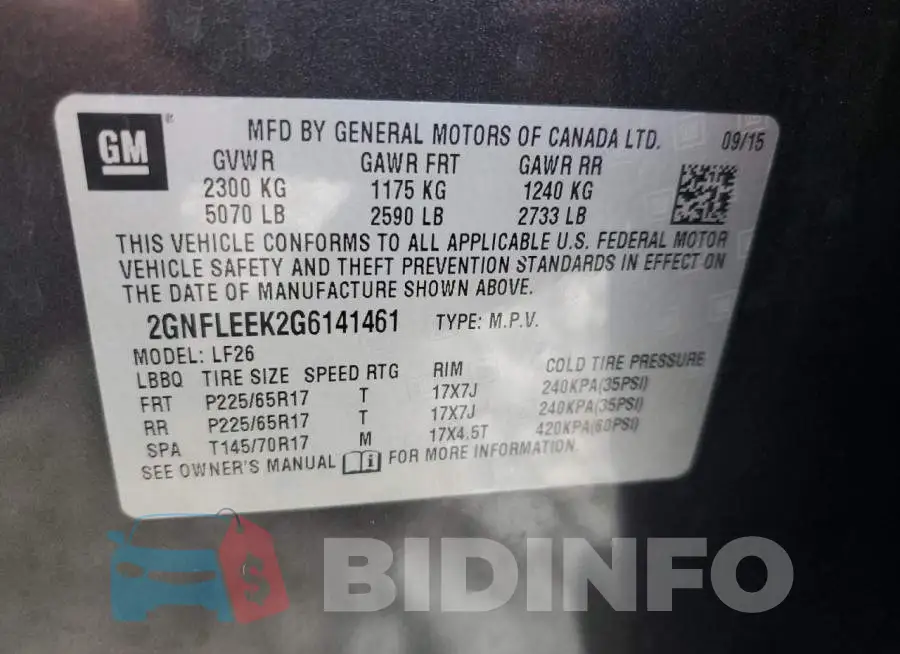 2GNFLEEK2G6141461 Photo# 13