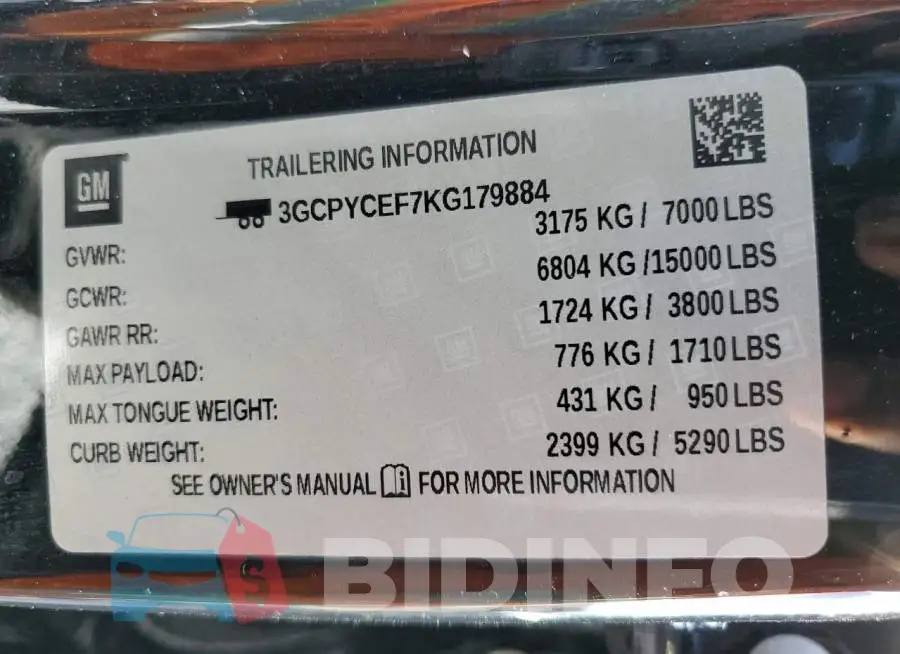 3GCPYCEF7KG179884 Photo# 12