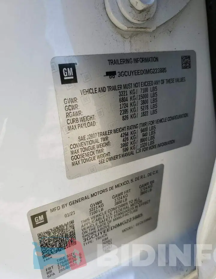 3GCUYEED0MG223885 Photo# 12