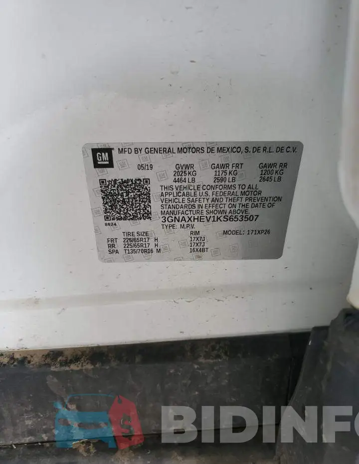 3GNAXHEV1KS653507 Photo# 13