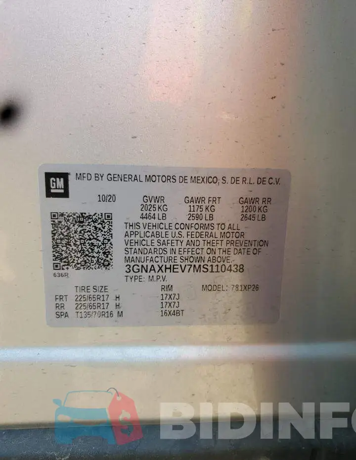 3GNAXHEV7MS110438 Photo# 12
