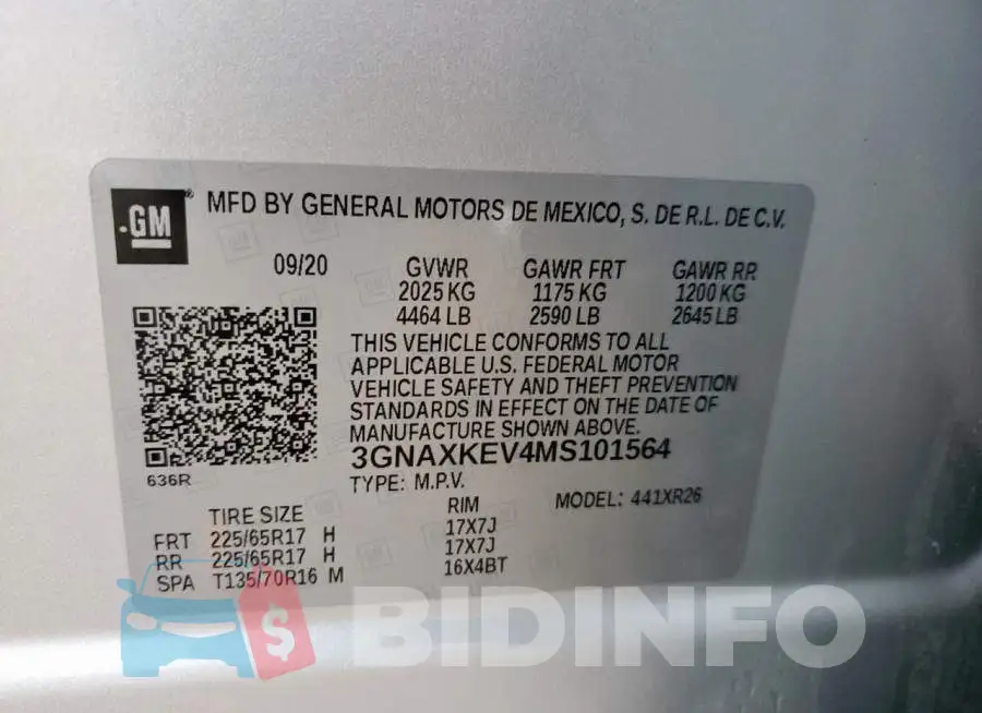 3GNAXKEV4MS101564 Photo# 13