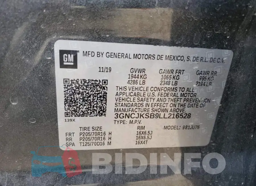 3GNCJKSB9LL216528 Photo# 13