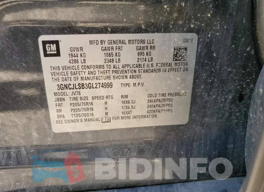 3GNCJLSB3GL274999 Photo# 13