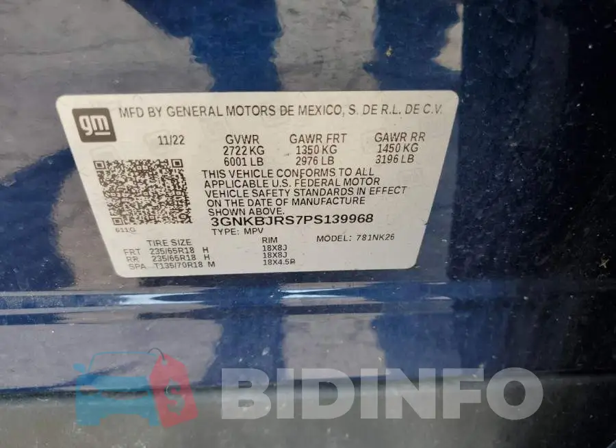 3GNKBJRS7PS139968 Photo# 13