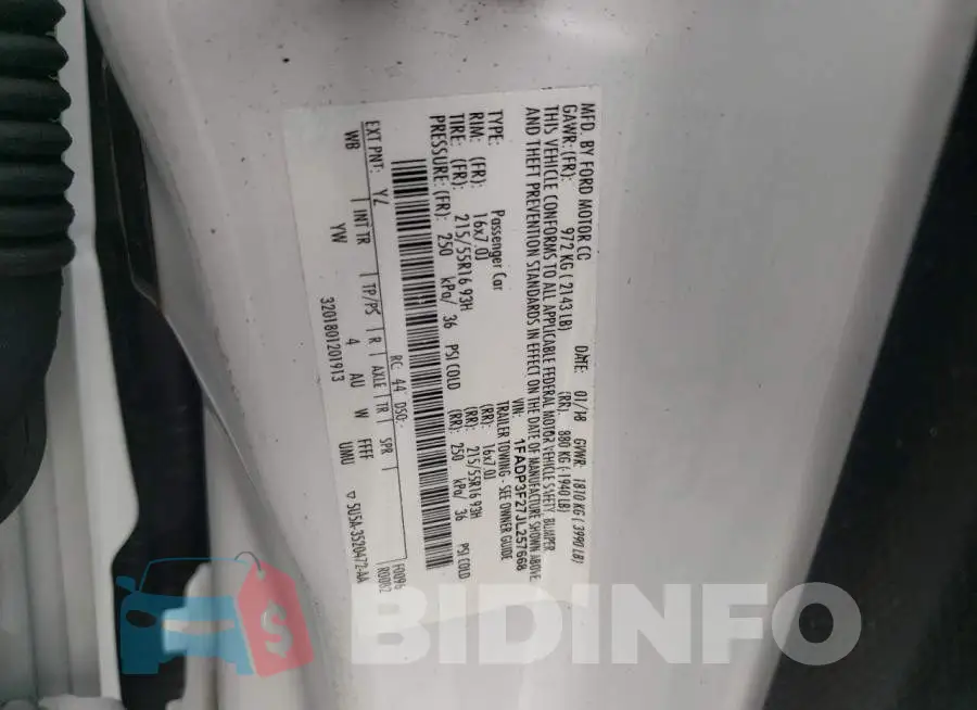 1FADP3F27JL257668 Photo# 12