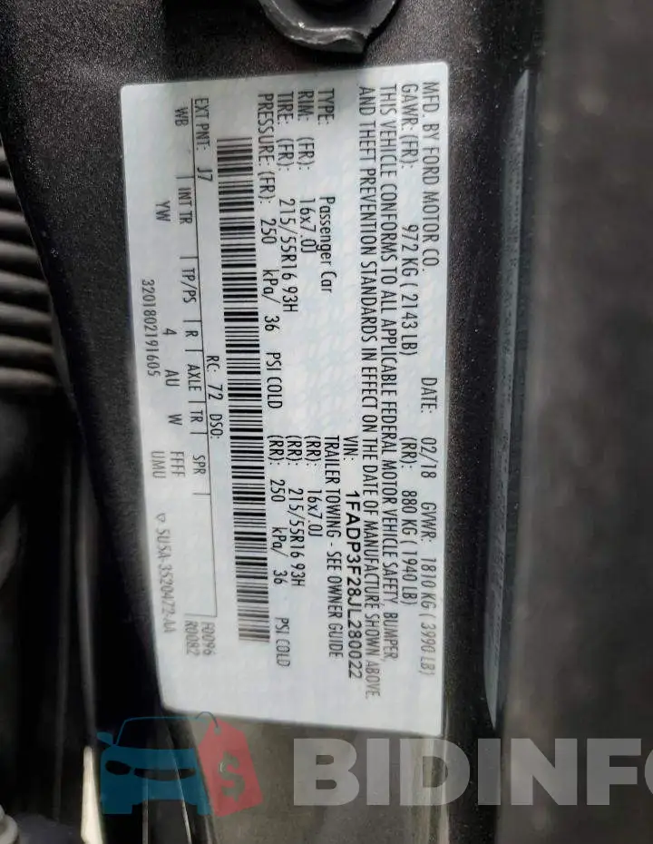 1FADP3F28JL280022 Photo# 12