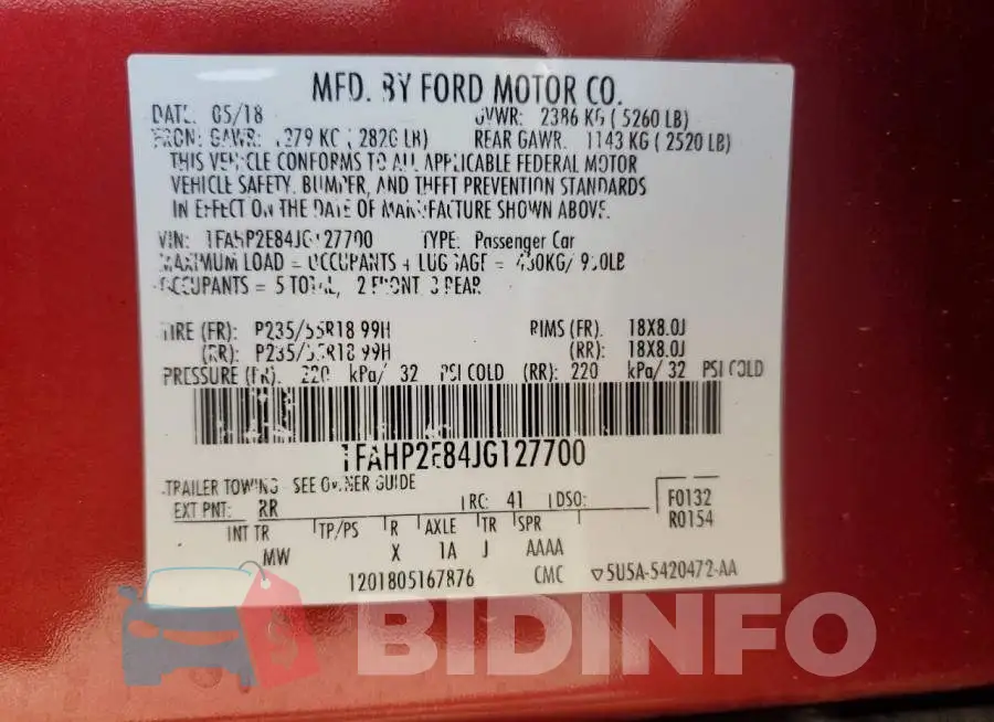 1FAHP2E84JG127700 Photo# 13