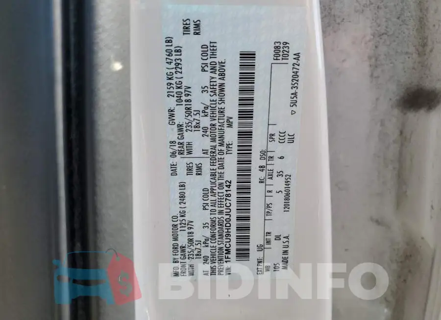 1FMCU9HD0JUC78142 Photo# 13