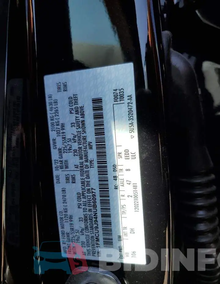 1FMCU9J94NUB60977 Photo# 13