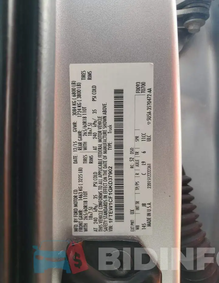 1FTEW1CF1GKD37902 Photo# 12