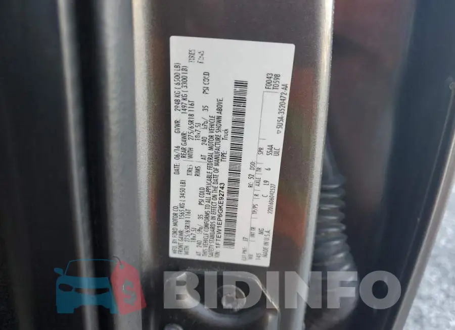 1FTEW1EP6GKE92743 Photo# 12