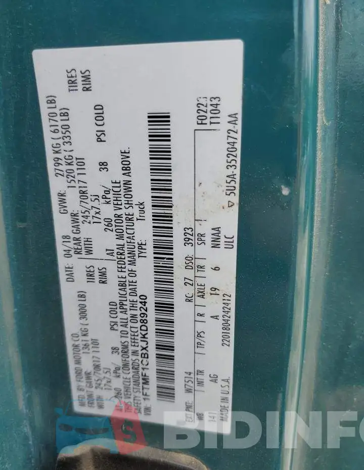 1FTMF1CBXJKD89240 Photo# 12
