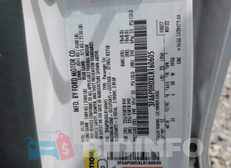 3FA6P0HDXLR160605 Photo# 12