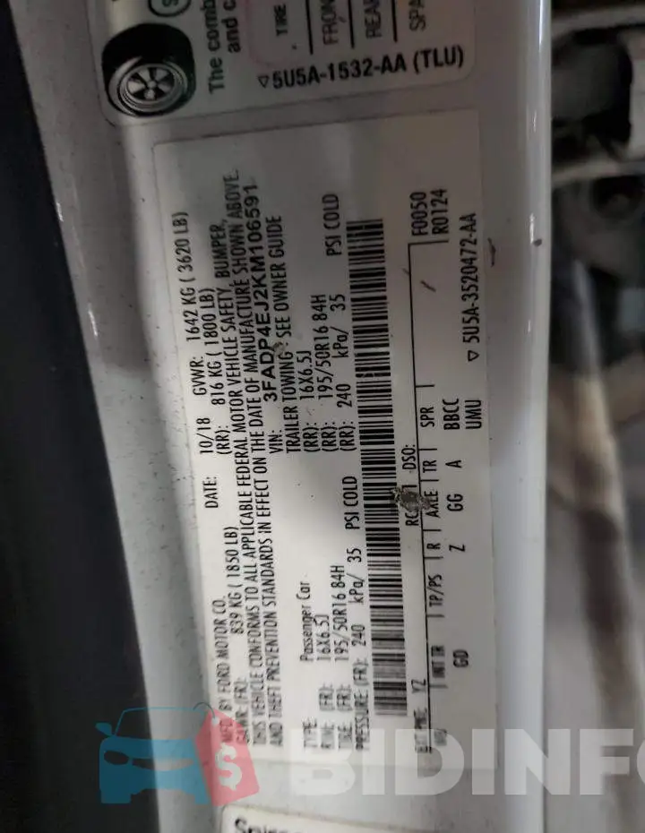 3FADP4EJ2KM106591 Photo# 12