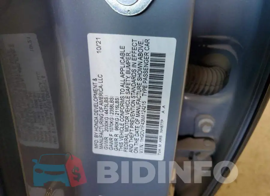 1HGCV1F43MA124215 Photo# 13