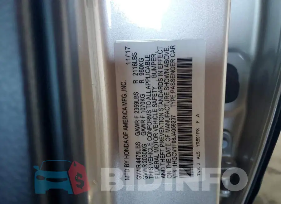 1HGCV1F96JA059237 Photo# 12