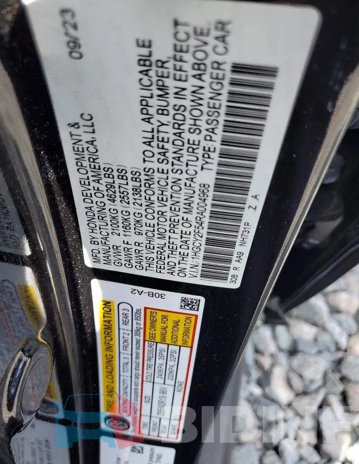 1HGCY2F54RA004968 Photo# 12
