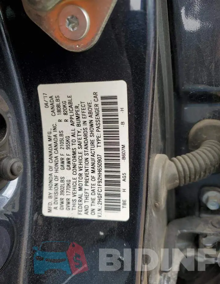 2HGFC1F92HH650907 Photo# 12