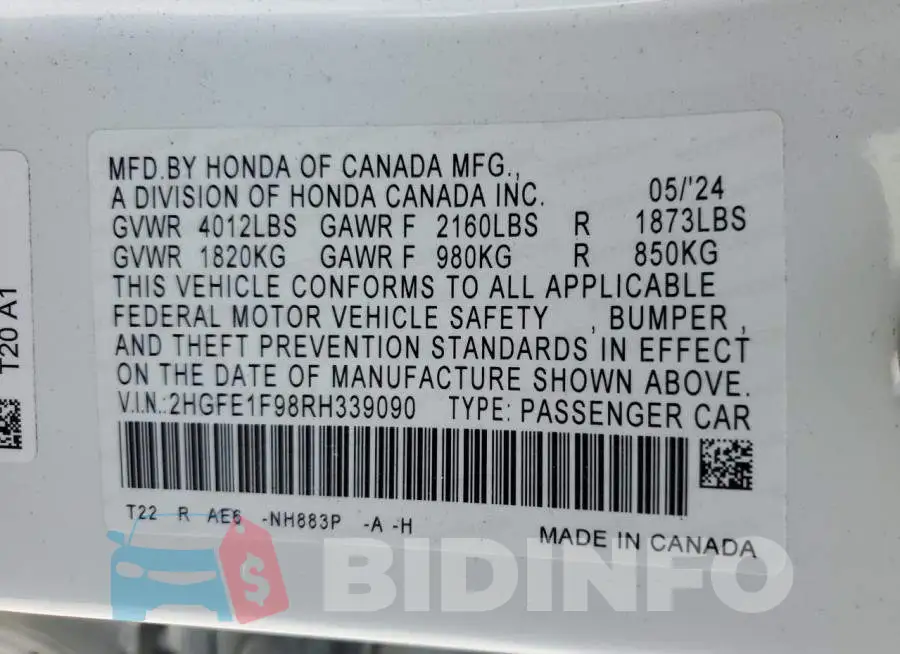 2HGFE1F98RH339090 Photo# 12
